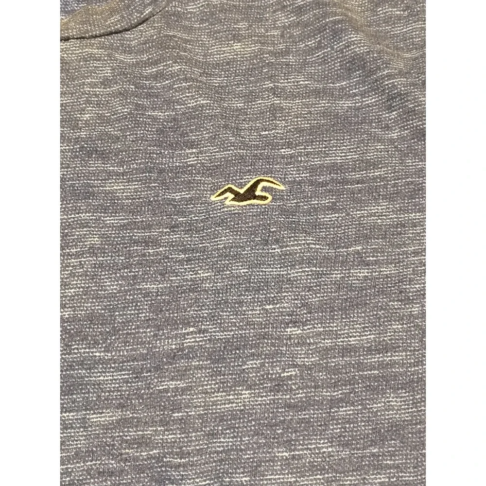 Hollister Men T-Shirt Blue Space Dye Marl Crew Neck Short Sleeve Seagull Logo 23 - Picture 2 of 6